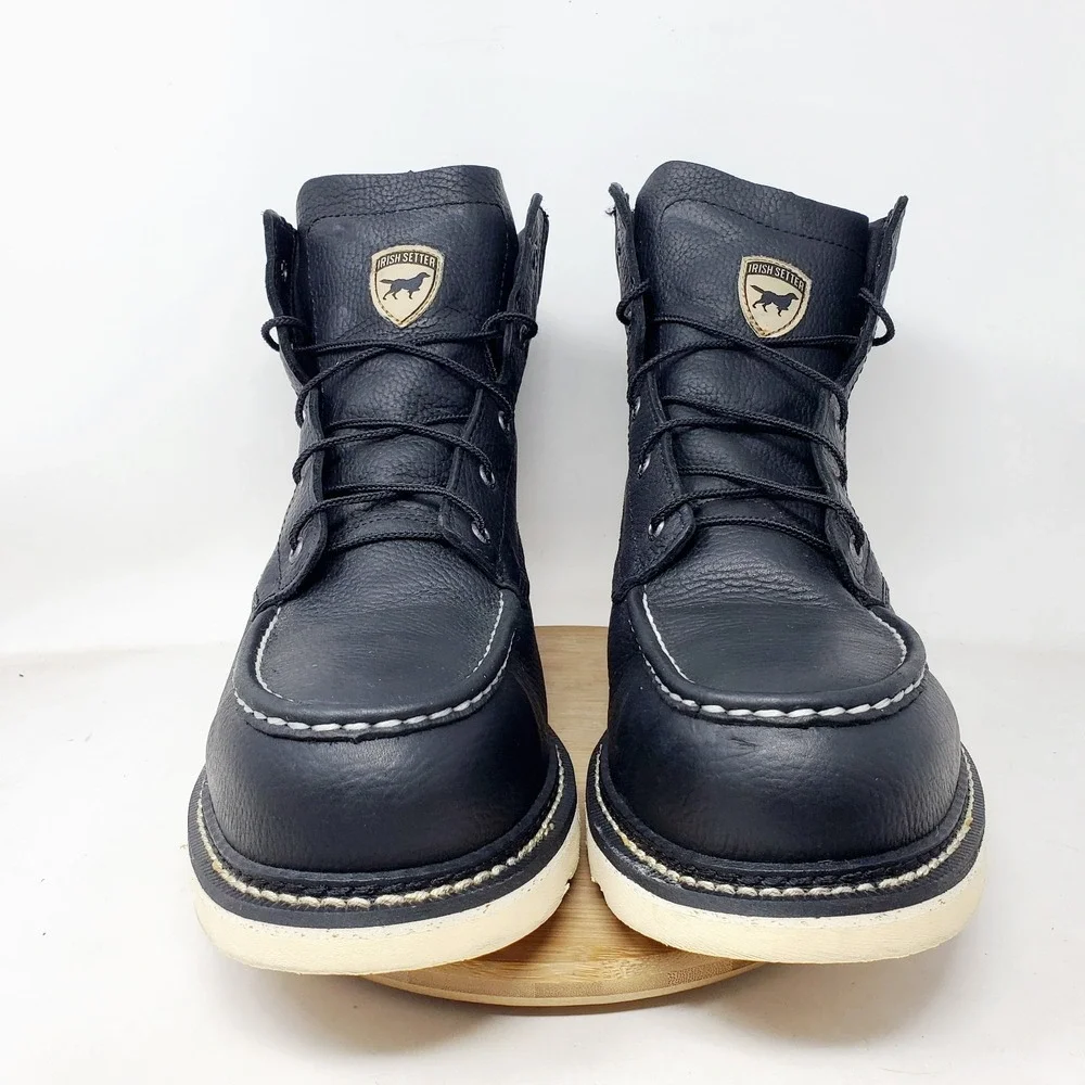 Irish Setter by Red Wing Ashby Boots Mens 14 D Black Wedge Safety Toe Moc Shoes - Picture 3 of 12